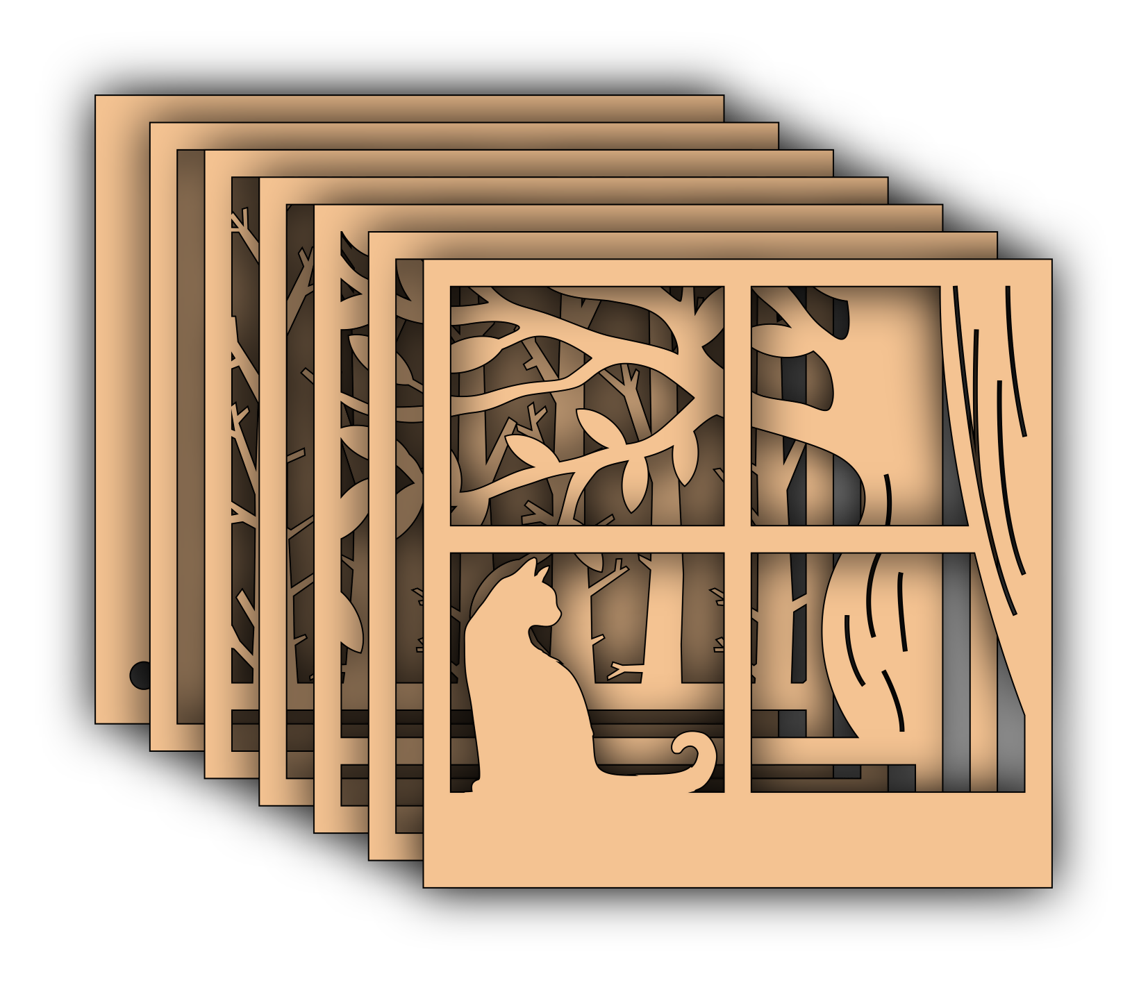 Cat in Window - Animals - Lightbox - Layered - Digital File Digital My Custom Designs