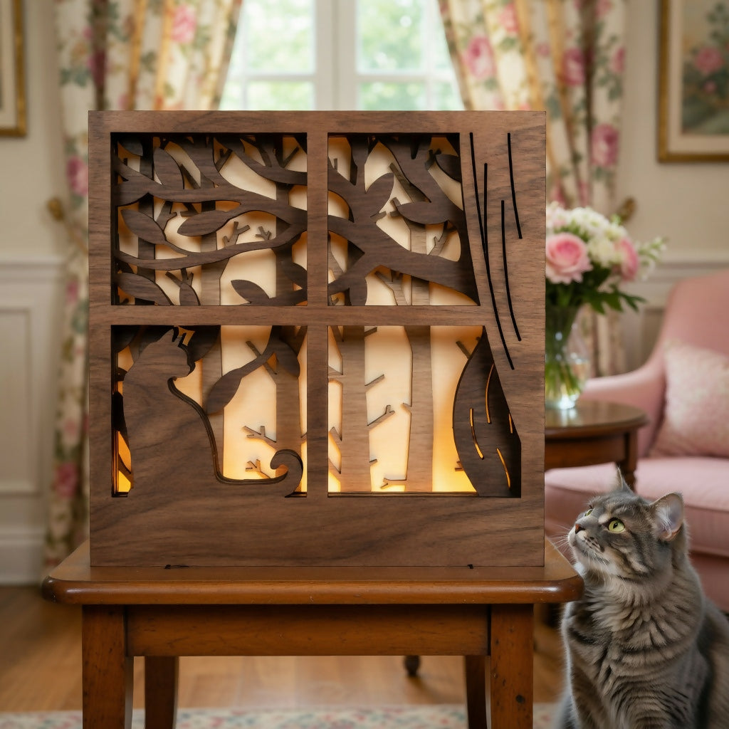 Cat in Window - Animals - Lightbox - Layered - Digital File Digital My Custom Designs