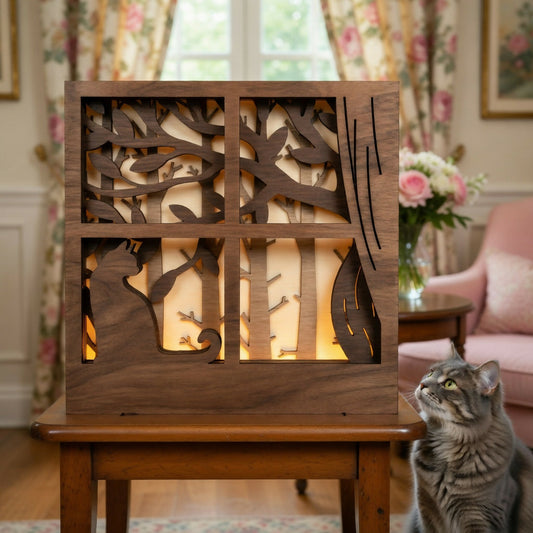 Cat in Window - Animals - Lightbox - Layered - Digital File Digital My Custom Designs