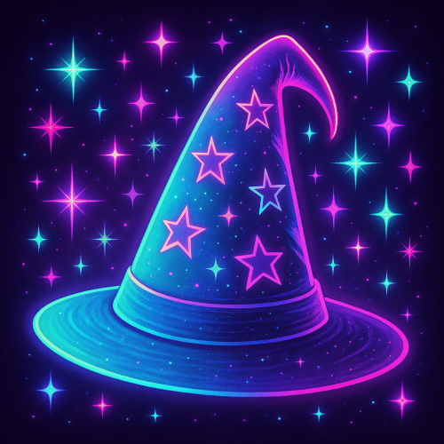 Fantasy and Myth - Vaporwave Wizard Hats With Neon Sparkles - Pattern - Digital File Digital My Custom Designs PDF