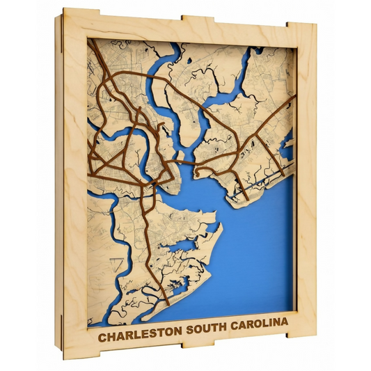 Charleston, South Carolina - Layered Map Box - Digital File Digital My Custom Designs SVG