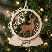 Christmas Deer Snowflake - Layered Ornament - Digital File - SVG - Digital