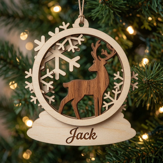 Christmas Deer Snowflake - Layered Ornament - Digital File - SVG - Digital