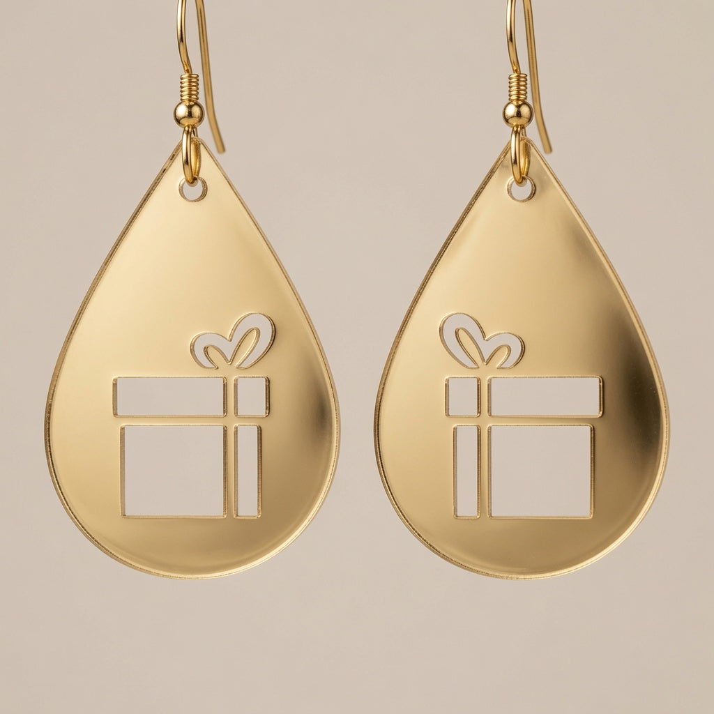 Christmas Gift Teardrop Earrings - Digital File - SVG - Digital