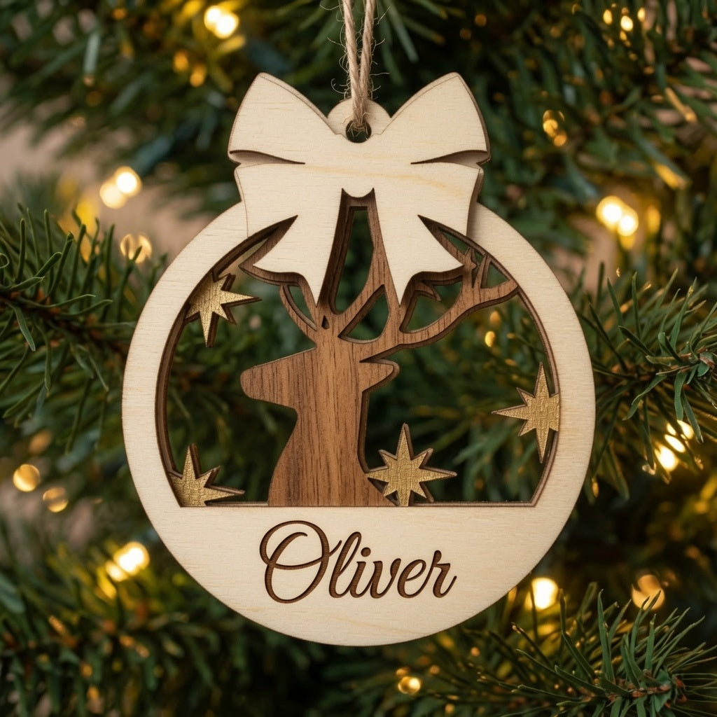 Christmas Ornament Deer - Layered Ornament - Digital File - SVG - Digital