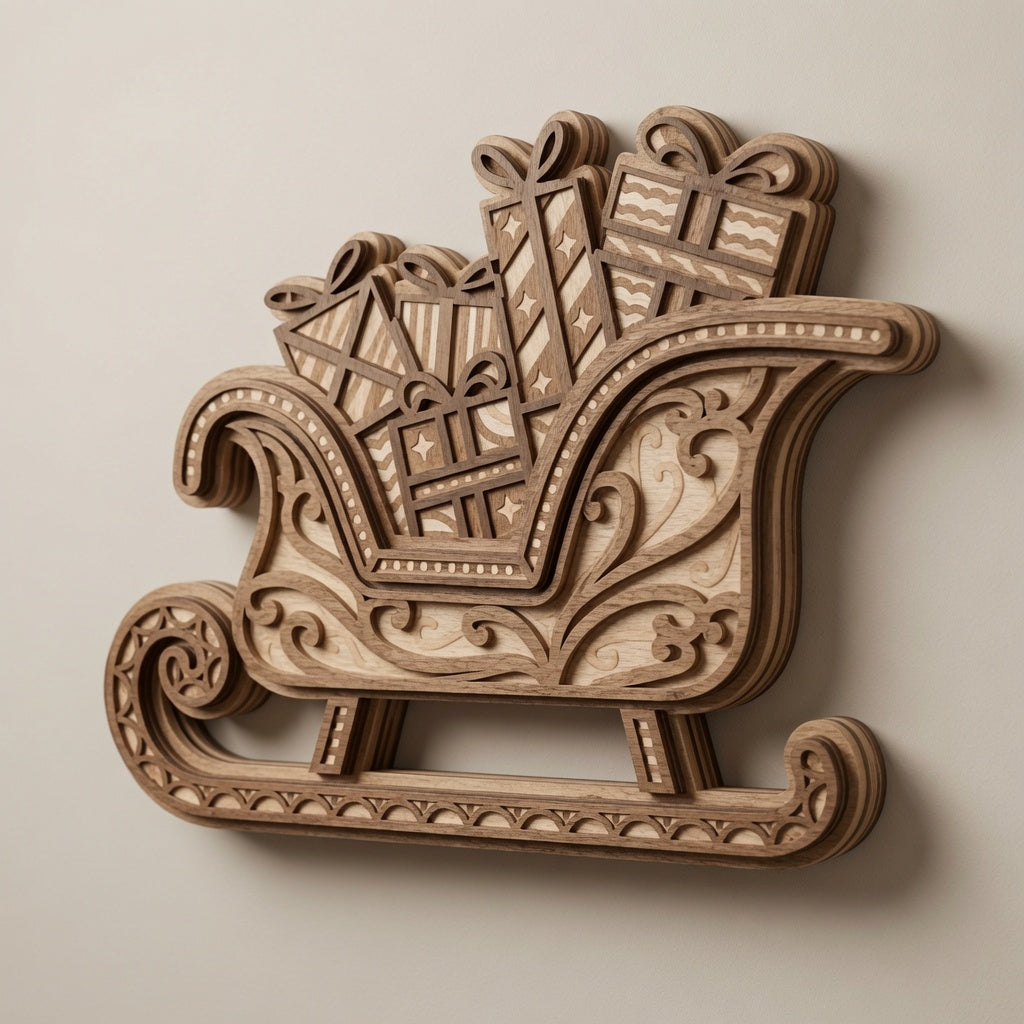 Christmas Sleigh - Holiday - Artistic Layered Line Designs - Digital File - ZIP File - Digital