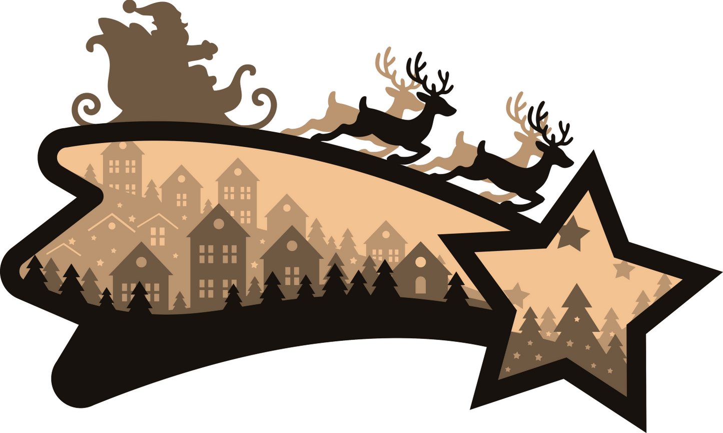 Christmas Sleigh - Holiday - City Christmas - Lightbox - Layered - Digital File Digital My Custom Designs SVG