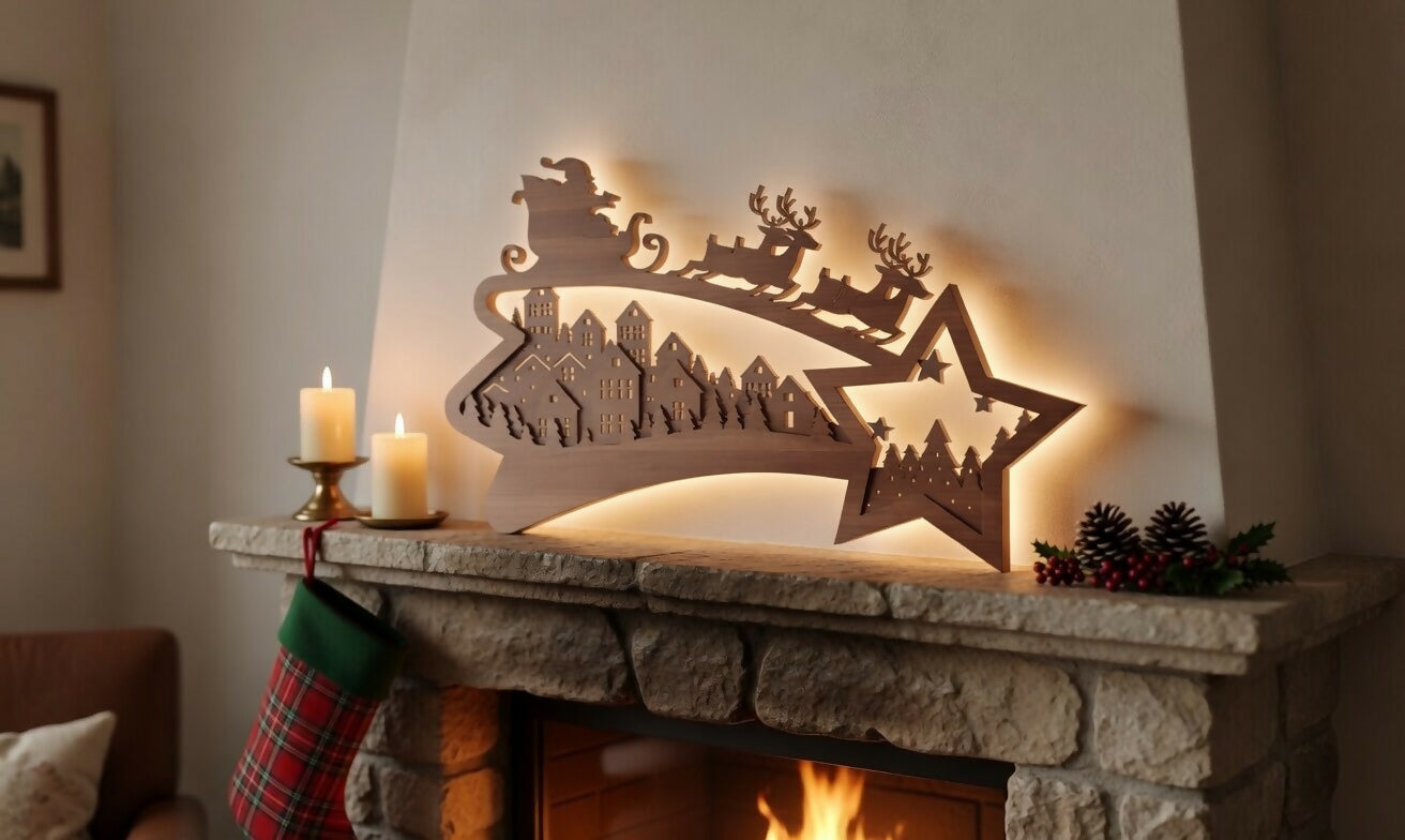 Christmas Sleigh - Holiday - City Christmas - Lightbox - Layered - Digital File Digital My Custom Designs