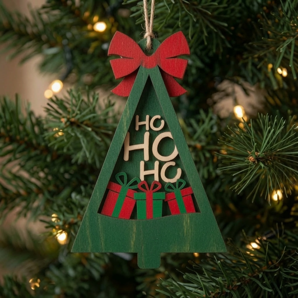 Christmas Tree Ho Ho Ho Gifts - Ornament - Digital File - SVG - Digital