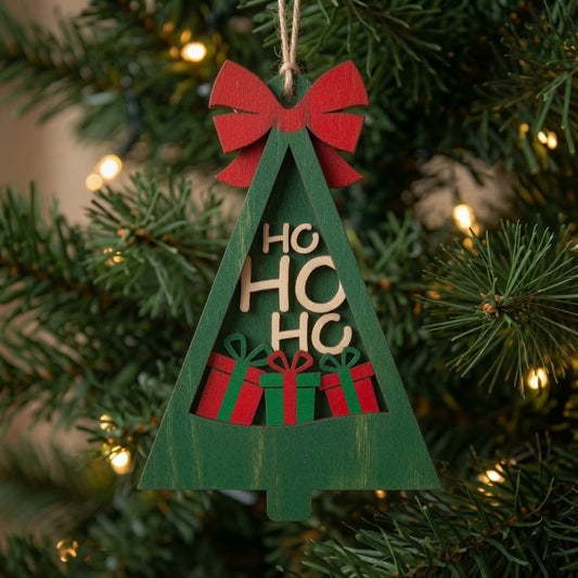 Christmas Tree Ho Ho Ho Gifts - Ornament - Digital File - SVG - Digital