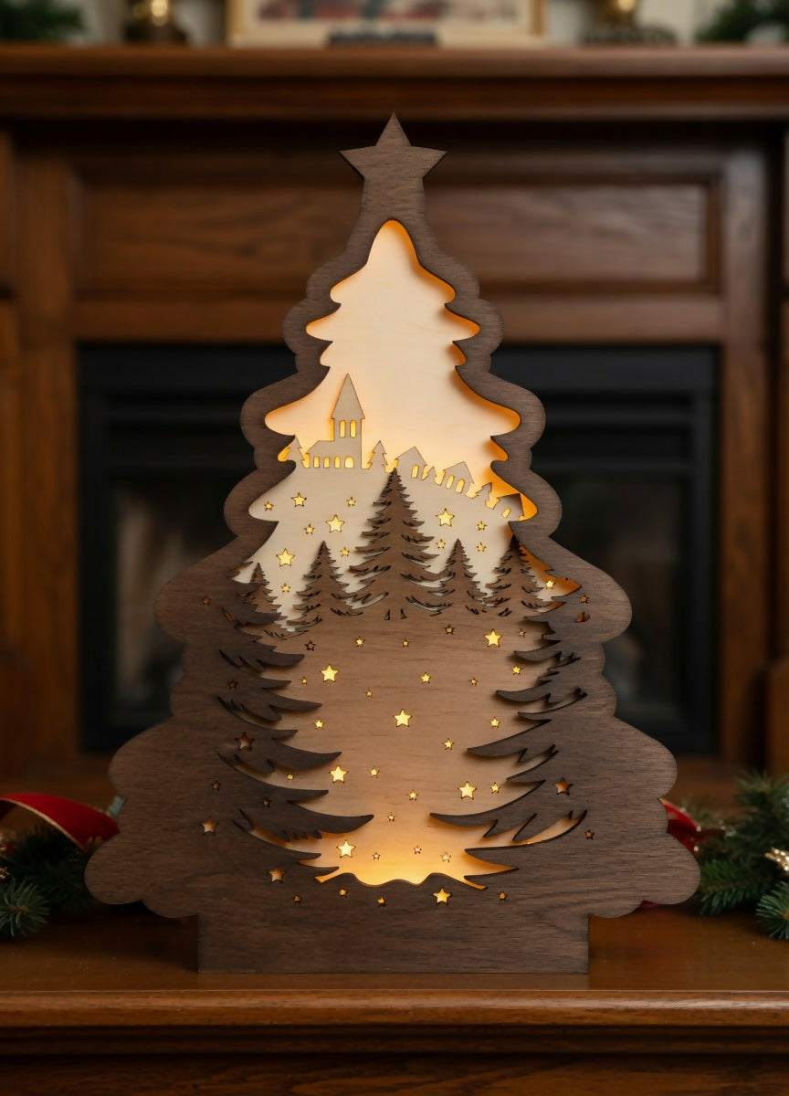 Christmas Tree - Holiday - Christmas - Lightbox - Layered - Digital File Digital My Custom Designs