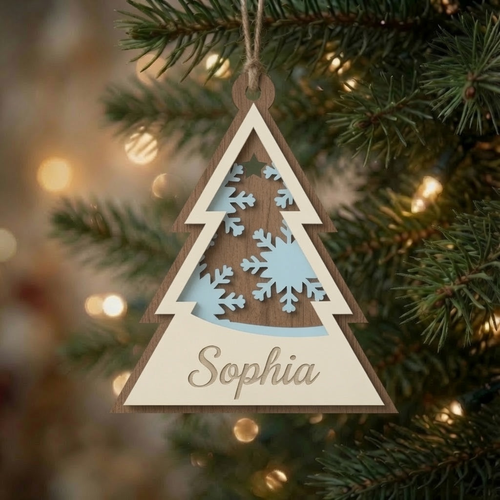 Christmas tree Layered Ornament With Nameplate - Digital File - SVG - Digital