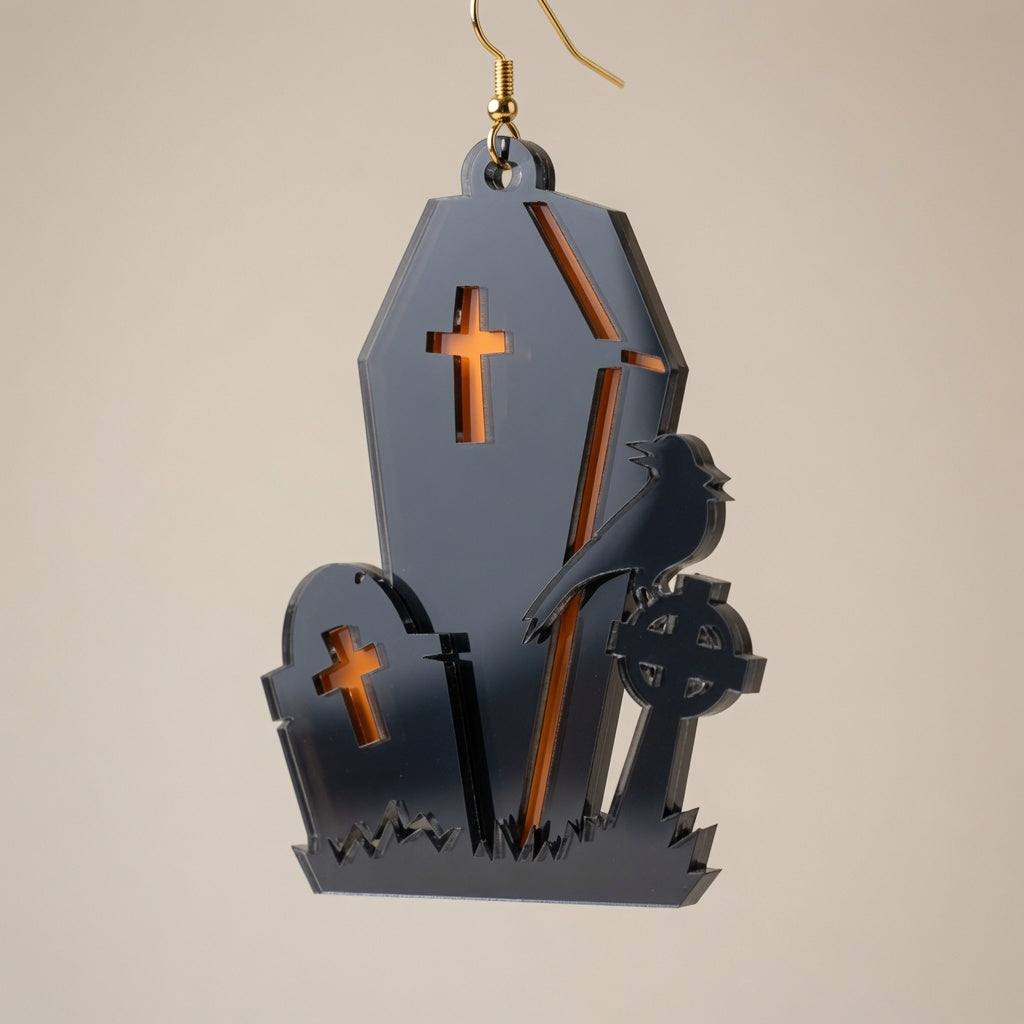 Coffin Layered Design Keychain - Halloween Earring - Digital File - SVG - Digital