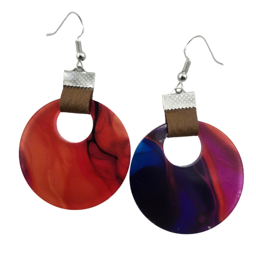 Coin Strap Leather Color Splash Earrings My Custom Designs