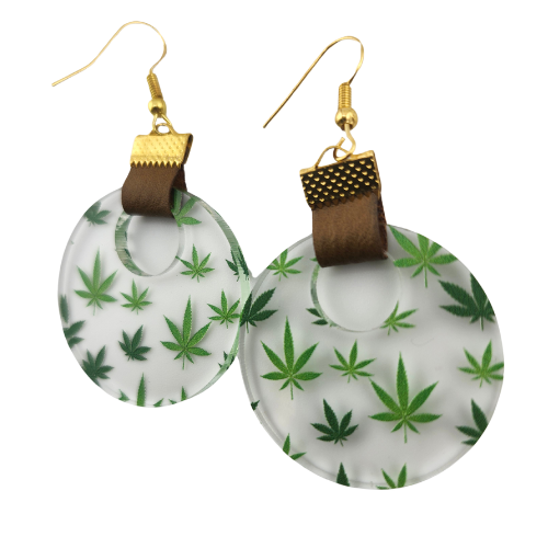 Coin Strap Leather Marijuana Leaf Earrings My Custom Designs