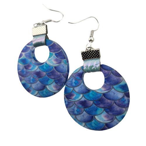 Coin Strap Leather Mermaid Scale Earrings My Custom Designs
