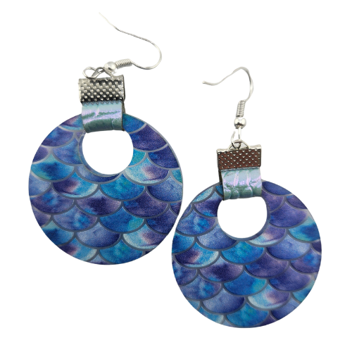Coin Strap Leather Mermaid Scale Earrings My Custom Designs