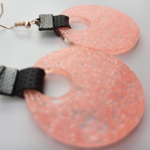 Coin Strap Leather Pink Spotted Earrings My Custom Designs