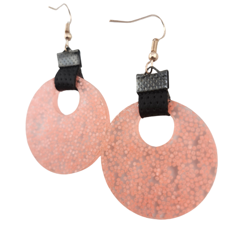 Coin Strap Leather Pink Spotted Earrings My Custom Designs