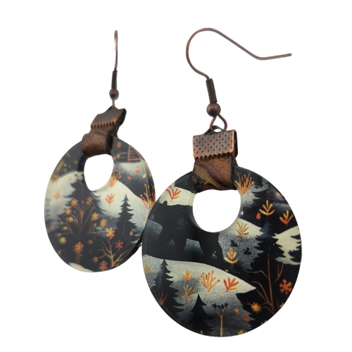Coin Strap Leather Winter Woods Earrings My Custom Designs