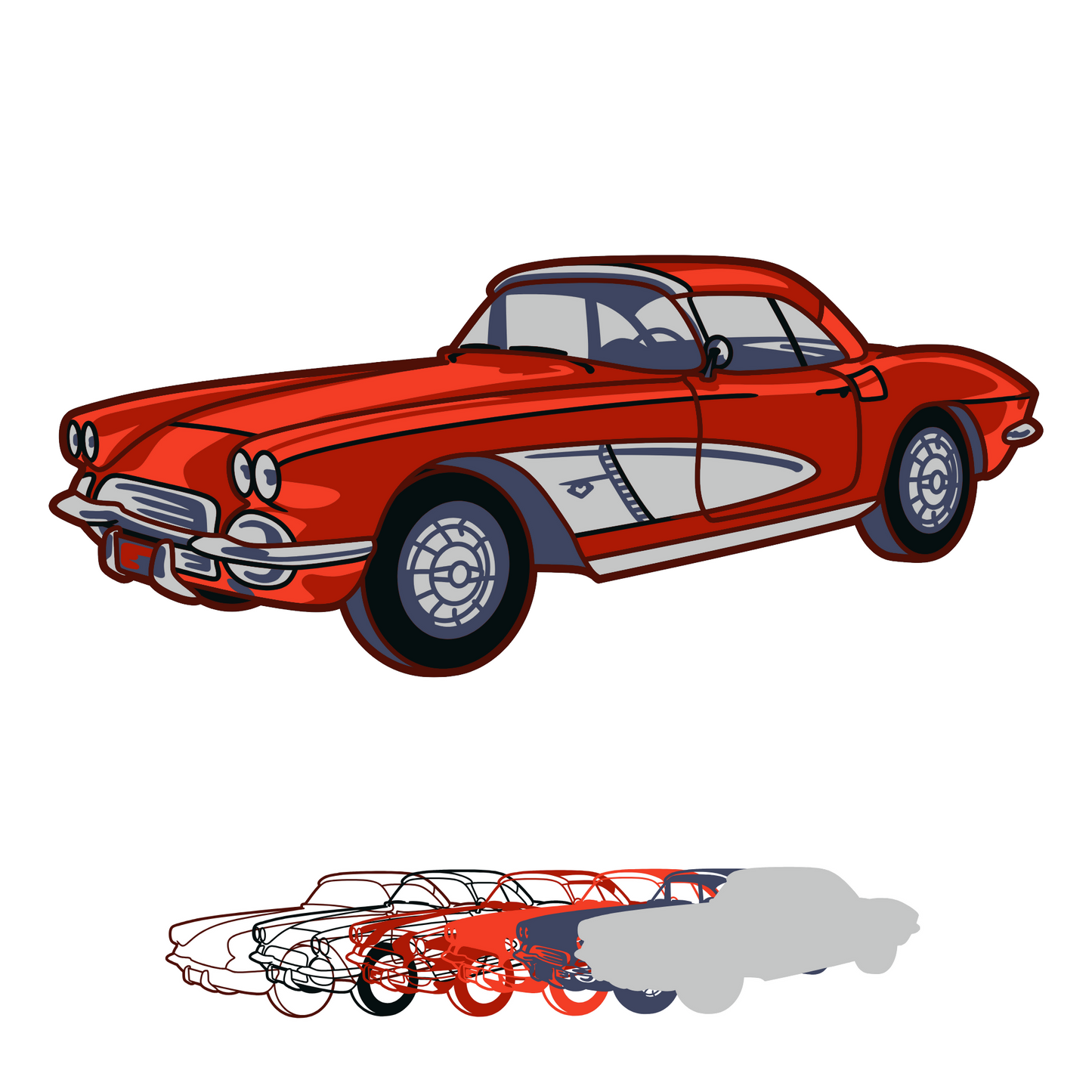 Corvette - Layered Line Design - Digital File Digital My Custom Designs ZIP File