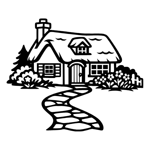 Cottage with Garden Path - Vector Graphics - Digital File Digital My Custom Designs PDF