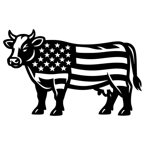 Cow with American Flag Overlay - Vector Graphics - Digital File Digital My Custom Designs PDF