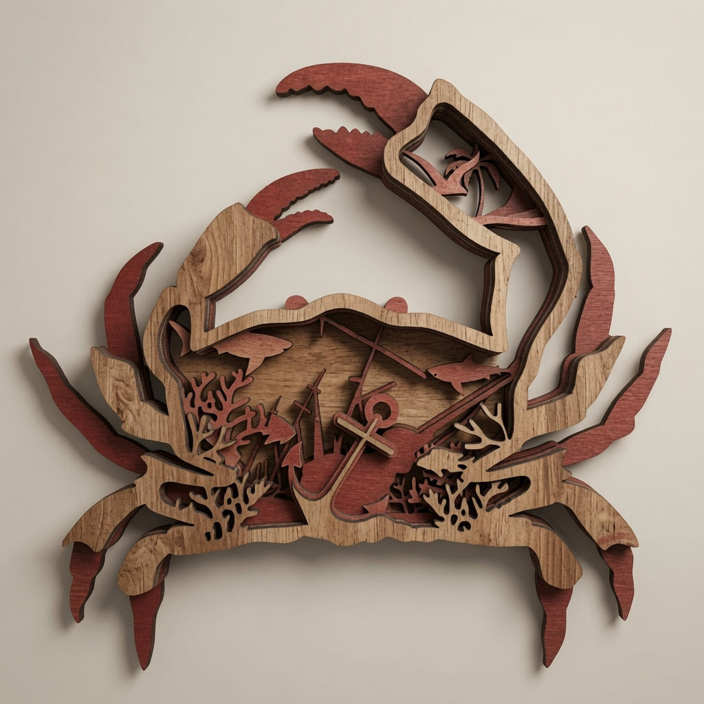 Crab - Ocean- Layered Nature Design - Digital File - SVG - Digital