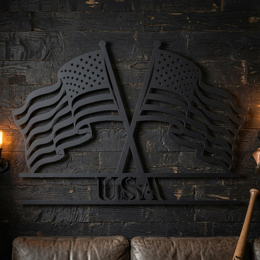 Crossing American Flags - Wall Home Decor - Digital File - ZIP File - Digital
