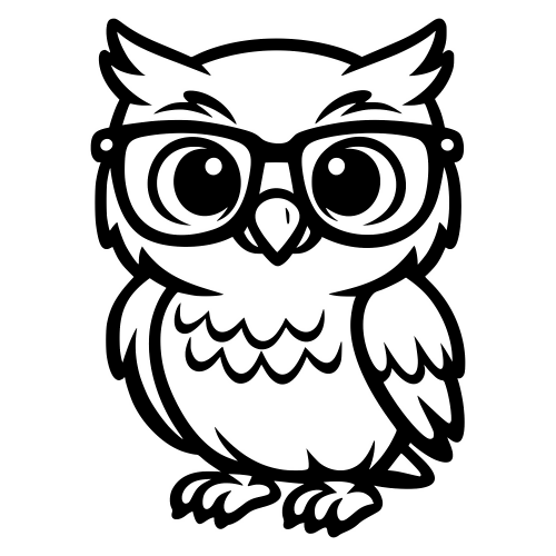 Cartoon Owl with Glasses - Digital File - XCS Friendly Digital My Custom Designs PDF