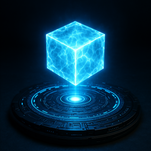 Futuristic & Sci-Fi - Energy Cube Levitating Above Tech Altar - Pattern - Digital File Digital My Custom Designs PDF