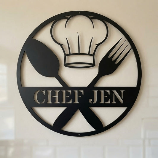 Custom Text Chef Hat Utensils - Metal Sign - Home Decor - Digital File - ZIP File - Digital