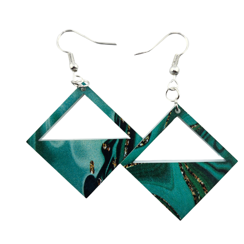 Customizable 2 Tone (White) Green Golden Drip Earrings My Custom Designs
