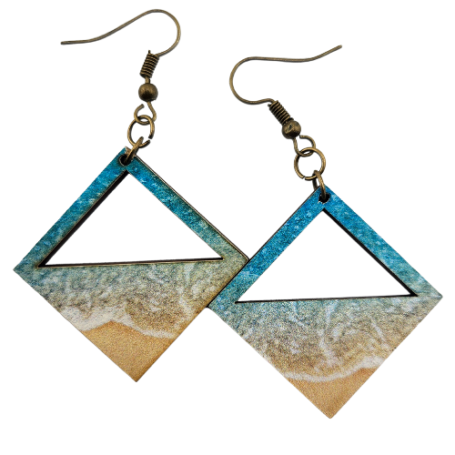 Customizable 2 Tone (Wood) Ocean Tide Earrings My Custom Designs