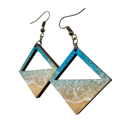 Customizable 2 Tone (Wood) Ocean Tide Earrings My Custom Designs