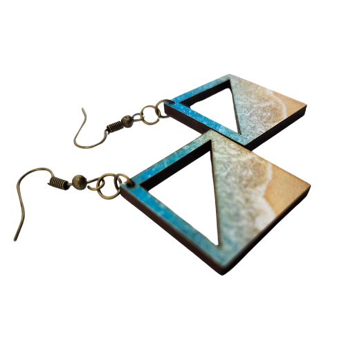 Customizable 2 Tone (Wood) Ocean Tide Earrings My Custom Designs