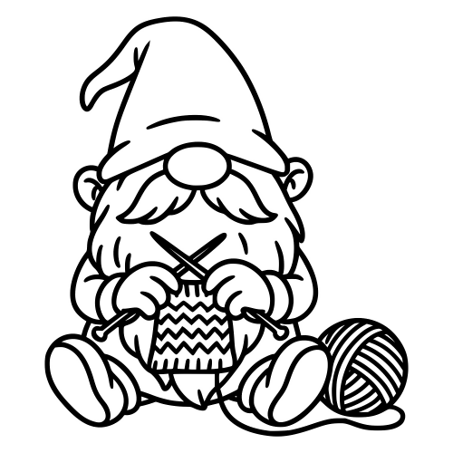 Cartoon Knitting Gnome - Digital File - XCS Friendly Digital My Custom Designs PDF