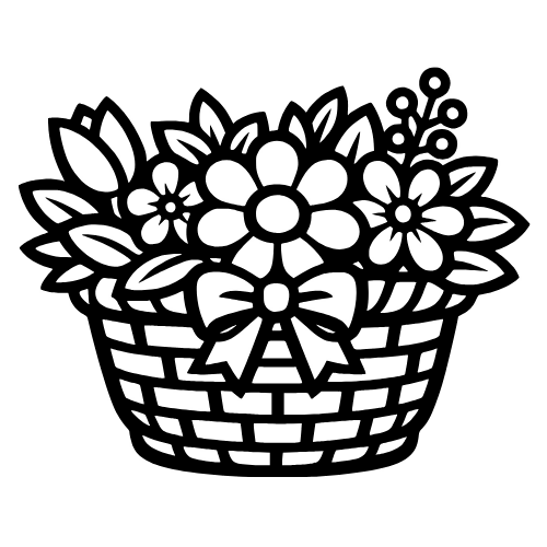 Cartoon Floral Basket - Digital File - XCS Friendly