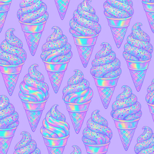 Food and Drinks - Holographic Ice Cream Cones With Glittery Toppings - Pattern - Digital File Digital My Custom Designs PDF