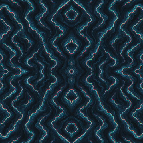 Water and Ocean - Glitch Style Deep Sea Trenches With Electric Outlines - Pattern - Digital File