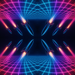 Space and Cosmic - Futuristic Rocket Trails Forming Neon Grids - Pattern - Digital file