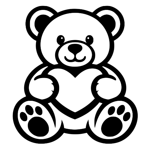 Teddy Bear Holding Heart - Digital File - XCS Friendly Digital My Custom Designs PDF