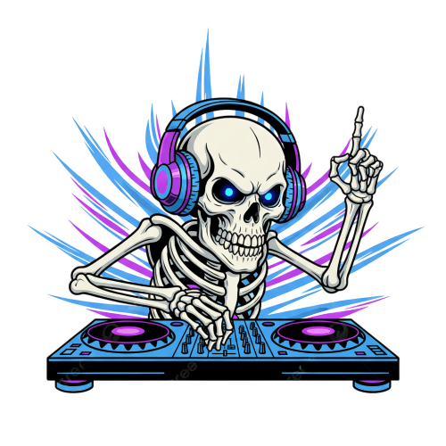 Dead Beats DJ Skeleton - Urban Grunge Retro - T Shirt Designs - Digital File Digital My Custom Designs 300 DPI PNG