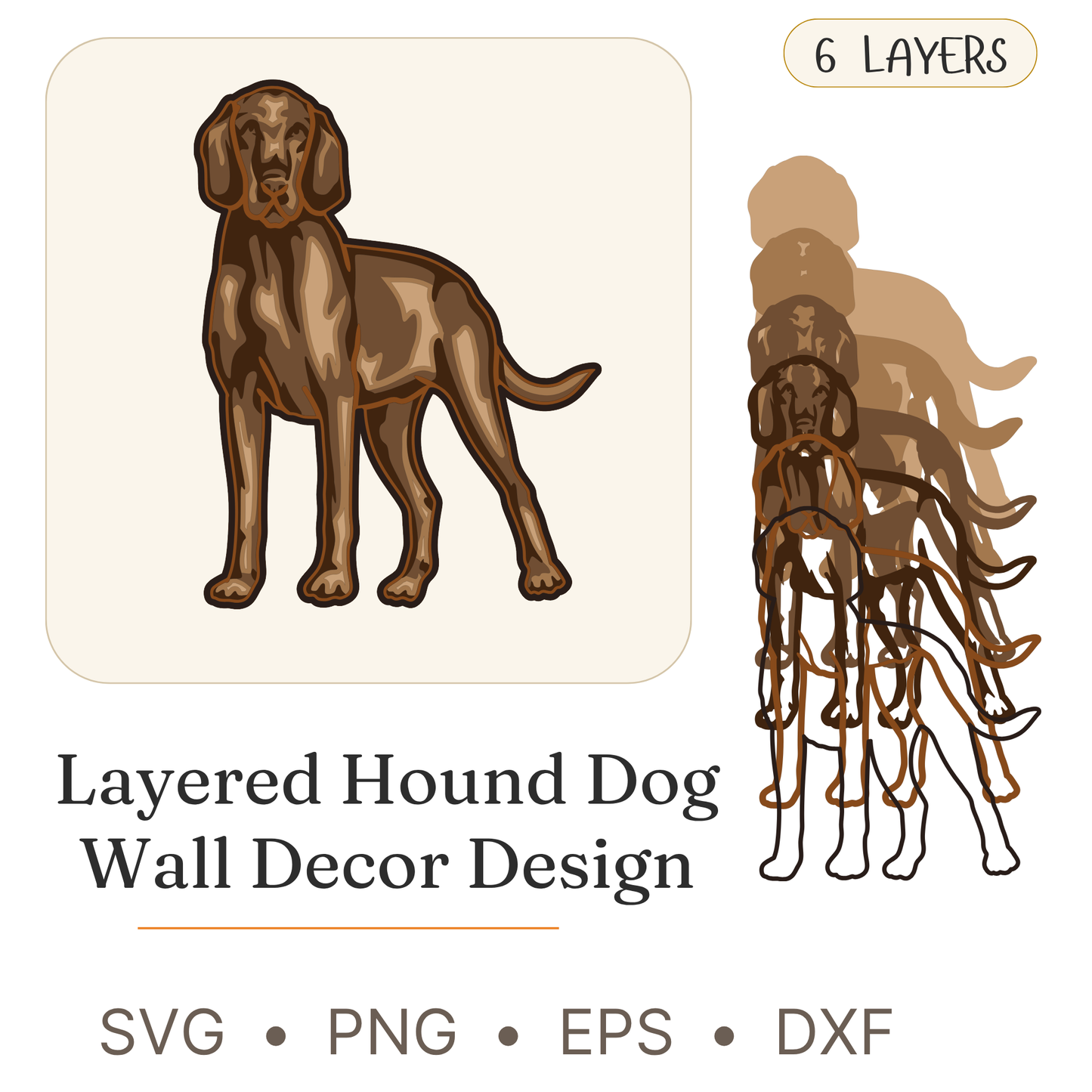 Dog - Animal - Layered Line Design - Digital File - ZIP File - Digital
