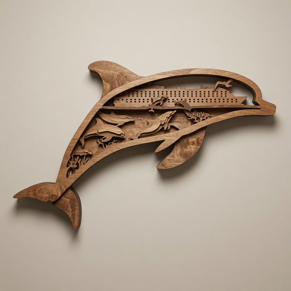 Dolphin - Ocean- Layered Nature Design - Digital File - SVG - Digital