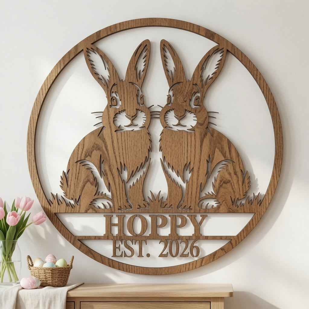 Double Bunnies - Wall Home Decor - Digital File - ZIP File - Digital