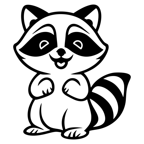 Cartoon Raccoon Smiling - Digital File - XCS Friendly Digital My Custom Designs