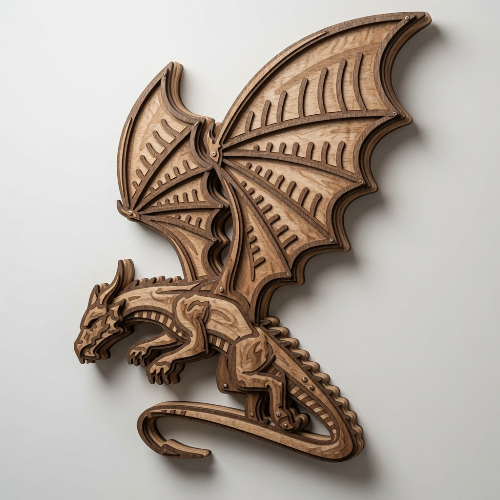 Dragon - Animals Mythical - Layered Line Designs - Digital File - ZIP File - Digital