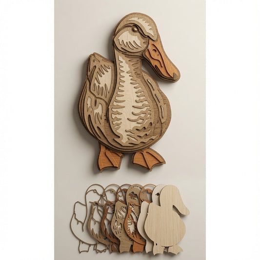 Duck - Animal - Layered Line Design - Digital File - ZIP File - Digital