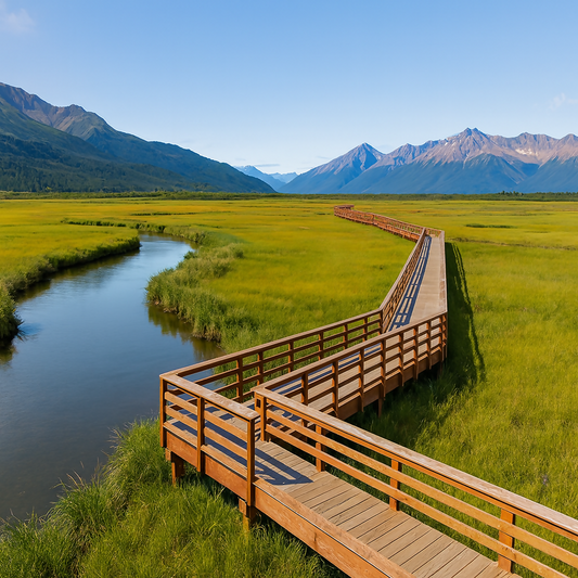 Potter Marsh Wildlife Viewing Boardwalk - Anchorage Coastal Wildlife Refuge - Alaska United States - Rendered - Digital File Digital My Custom Designs PDF